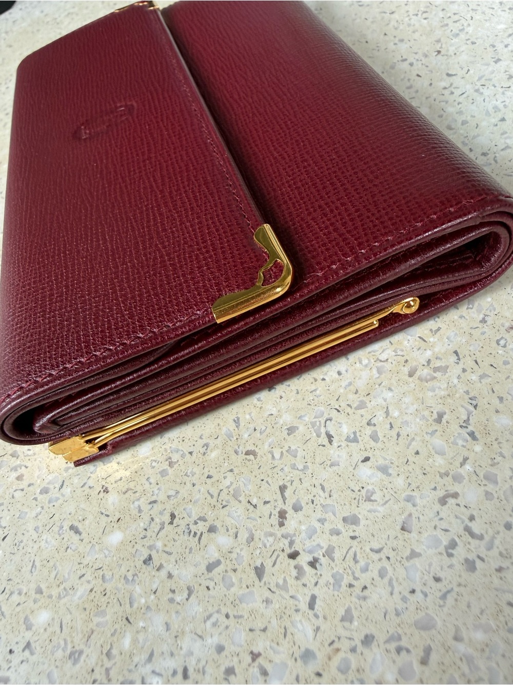 Vintage Cartier Must de Cartier Bordeaux Trifold Kiss-Lock Wallet - Picture 8 of 11